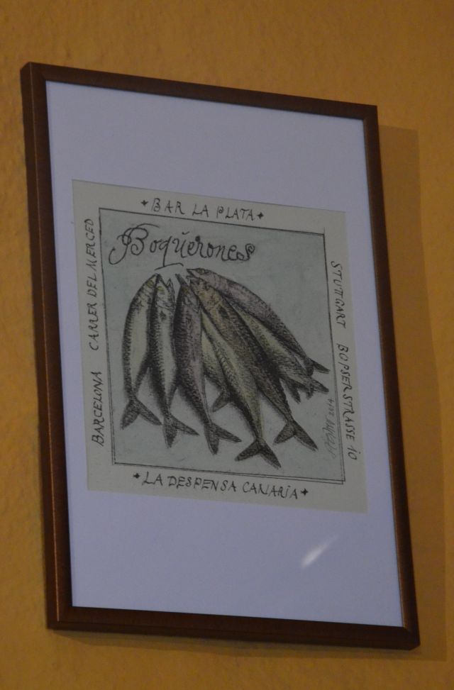 La Plata, barcelona, restaurant, bar, rey de las tapas, food, tavern, arte, painting, watercolor