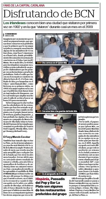La visita de U2 a La Plata, en El Periódico de Catalunya.
